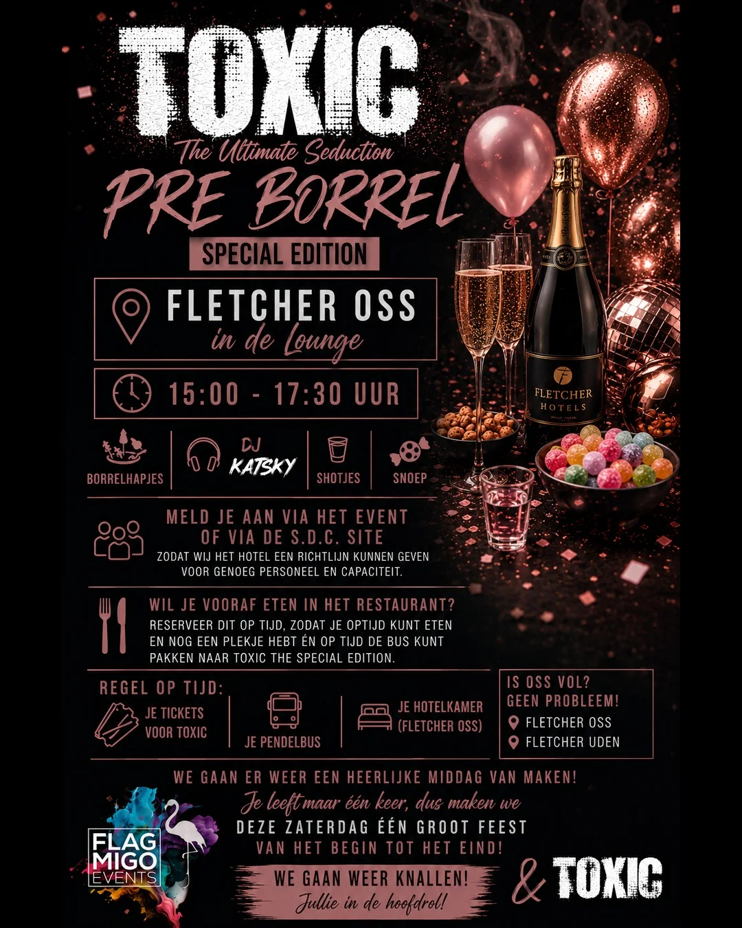 Flyer van PRE Borrel TOXIC – Special Edition