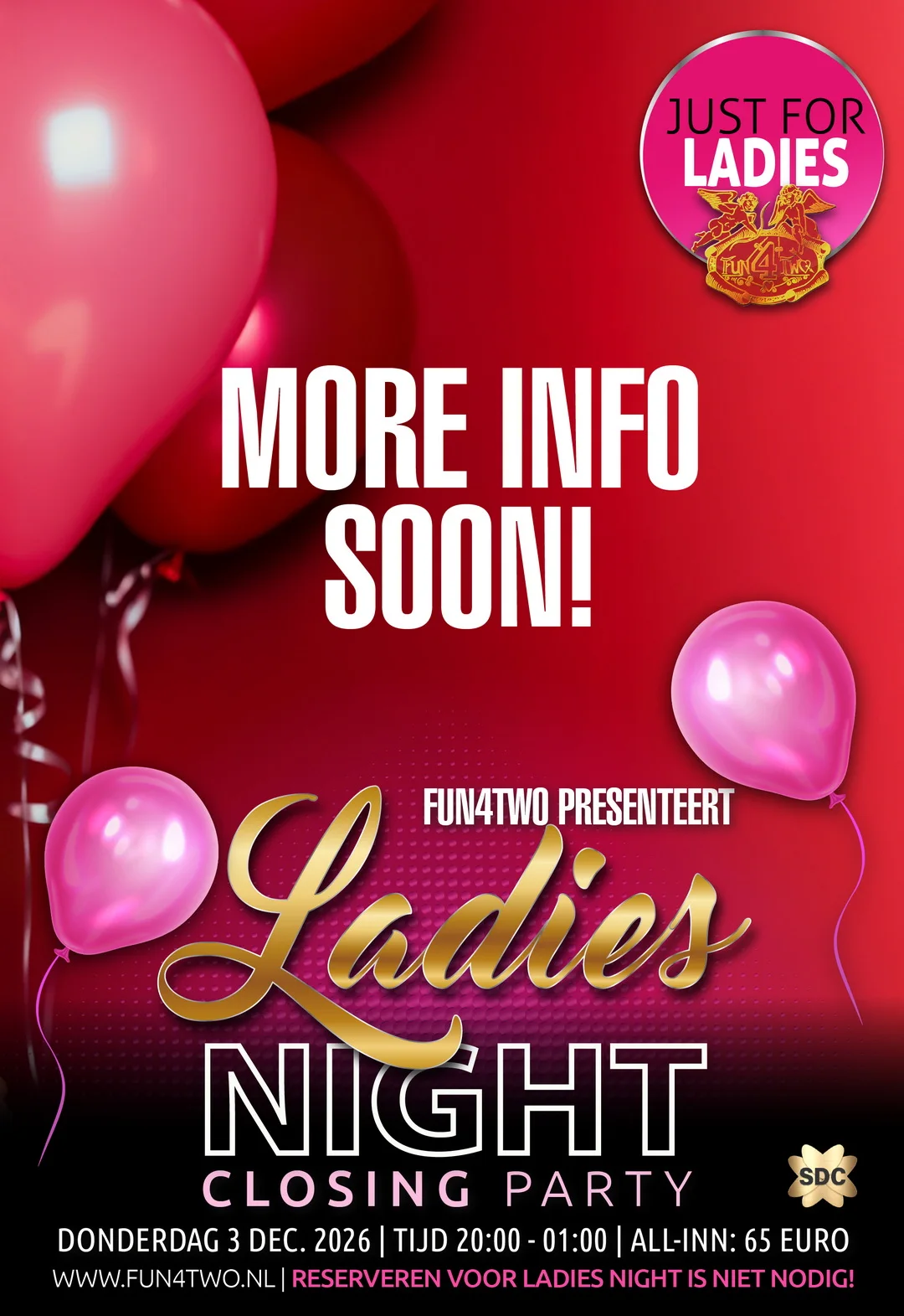 Flyer van Fun4Two's Ladies Night!